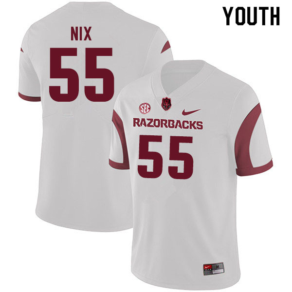 Youth #55 Austin Nix Arkansas Razorbacks College Football Jerseys Sale-White - Click Image to Close